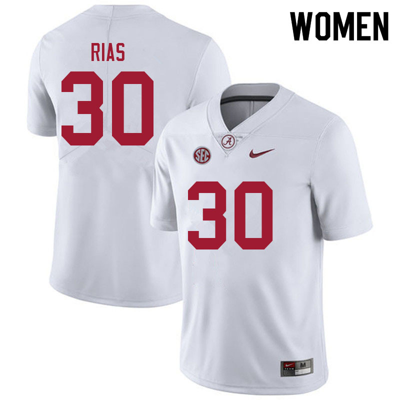Alabama Crimson Tide Women's DJ Rias #30 White NCAA Nike Authentic Stitched 2021 College Football Jersey OC16A11GQ